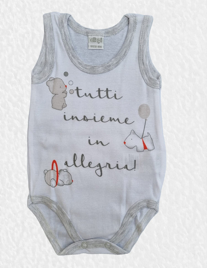 ELLEPI Body Spalla Larga Neonato Senza Maniche 100% Cotone, Confezione 2 Pz - Cassaniti