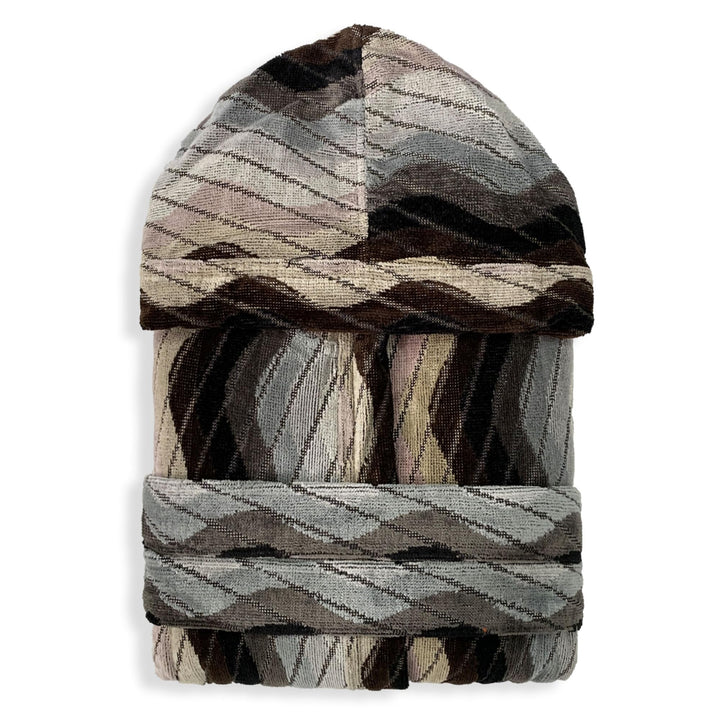 SOMMARUGA Accappatoio unisex in spugna velour cinigliato con cappuccio