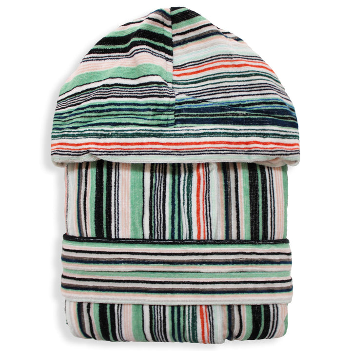 SOMMARUGA Accappatoio unisex in spugna velour cinigliato con cappuccio