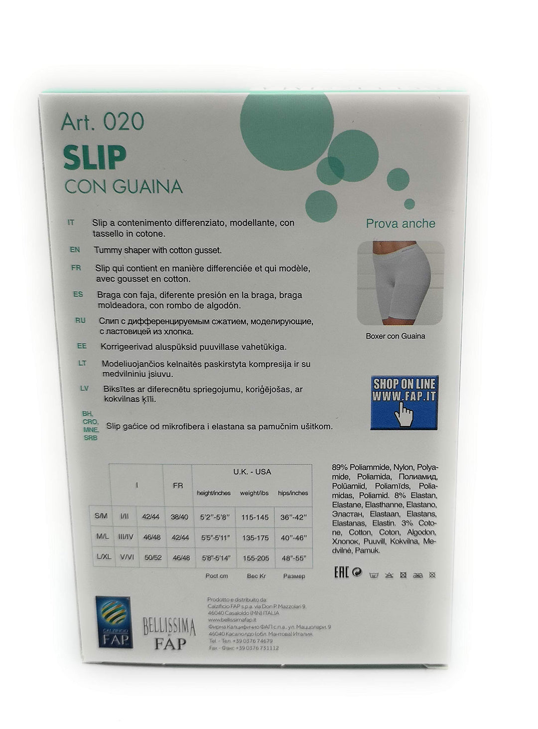 BELLISSIMA 2 Slip con Guaina Seamless Senza Cuciture Art. 020