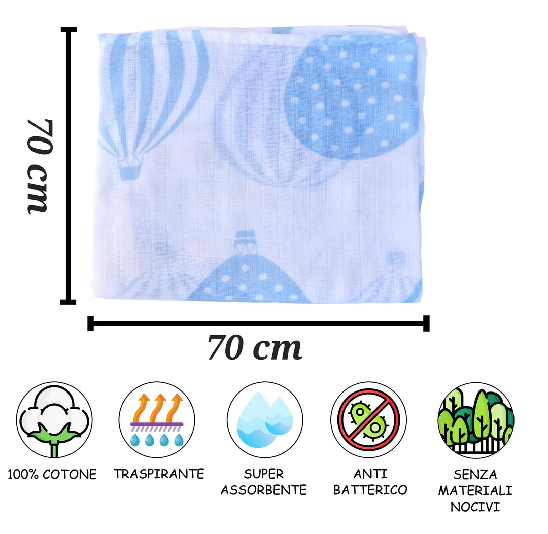 ELLEPI Mussole Neonato in Cotone e Bamboo - Set Completo per Nascita e Bagnetto - Cassaniti