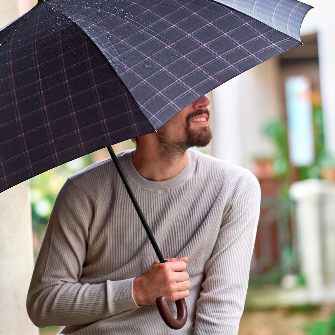 PERLETTI Ombrello Technology Apri e Chiudi Tartan con Manico Curvo Art. 21827