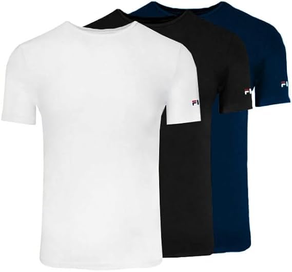 FILA 3 T-Shirt Uomo Maglie Intime Cotone Bielastico Nero e Assortito