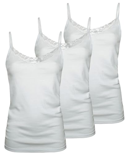 NOTTINGHAM 3 Women's narrow shoulder combed cotton tank top with lace art. VS4311