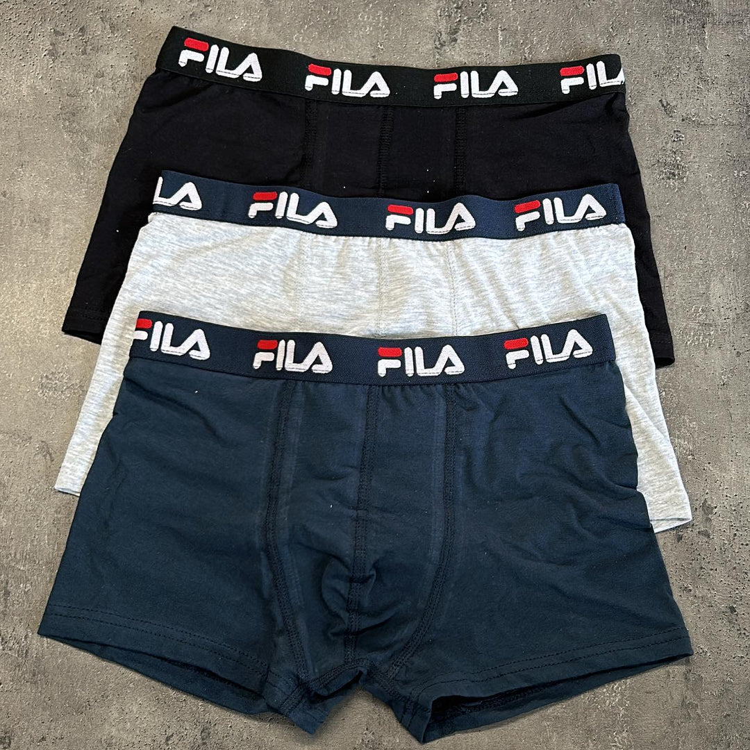 FILA 3 Solid color men's boxers in stretch cotton 