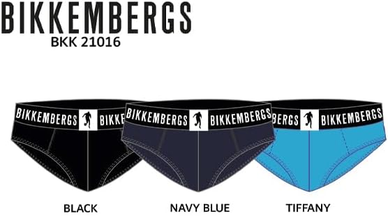 BIKKEMBERGS Set 3 Slip Uomo in Cotone Stretch con Elastico Logato 21016-NER
