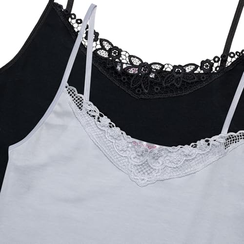 NOTTINGHAM 3 Women's narrow shoulder combed cotton tank top with lace art. VS4311