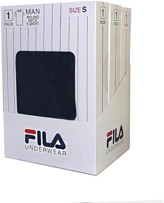 FILA 3 T-Shirt Uomo Maglie Intime Cotone Bielastico Nero e Assortito
