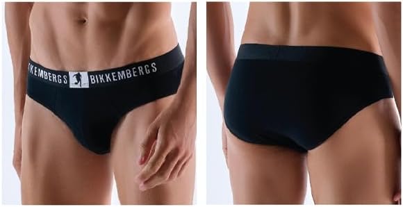 BIKKEMBERGS Set 3 Slip Uomo in Cotone Stretch con Elastico Logato 21016-ARA