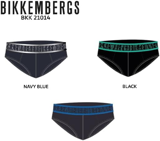 BIKKEMBERGS Set 3 Slip Uomo in Cotone Stretch con Elastico Logato 014