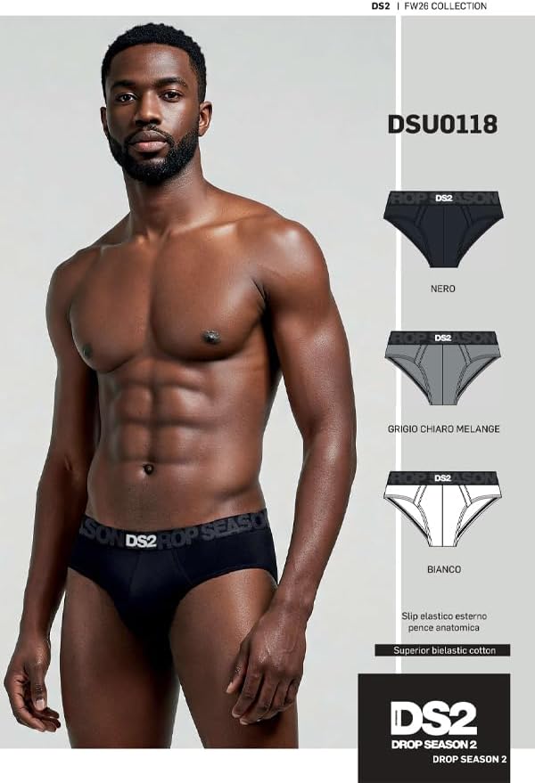 DS2 DROP SEASON 2 - Tripack 3 Slip Uomo in Superior Bielastic Cotton - Elastico Logato C