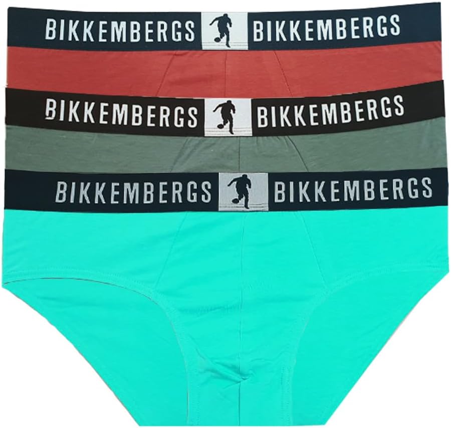 BIKKEMBERGS Set 3 Slip Uomo in Cotone Stretch con Elastico Logato 21016-ARA