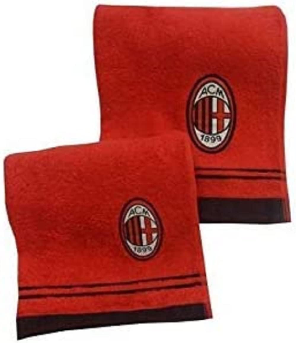 MILAN Set Asciugamani Ufficiale – 100% Cotone (Viso + Ospite)