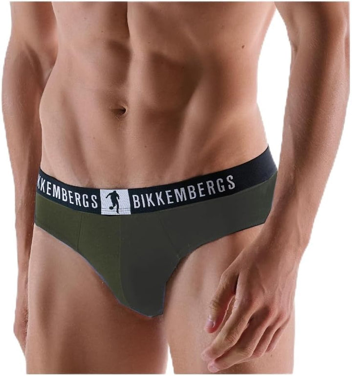 BIKKEMBERGS Set 3 Slip Uomo in Cotone Stretch con Elastico Logato 21016-ARA
