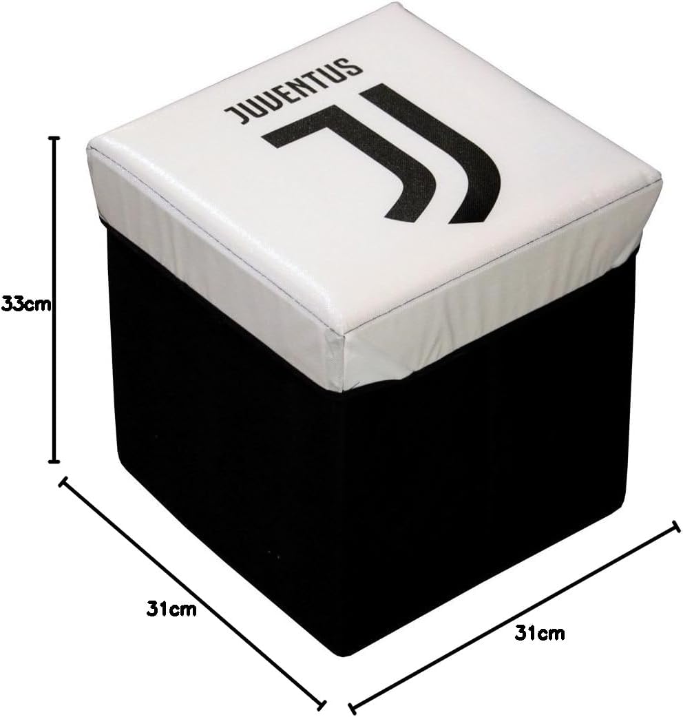 JUVENTUS Pouf Contenitore – Bianco – 31 x 31 x 33 cm – Prodotto Ufficiale