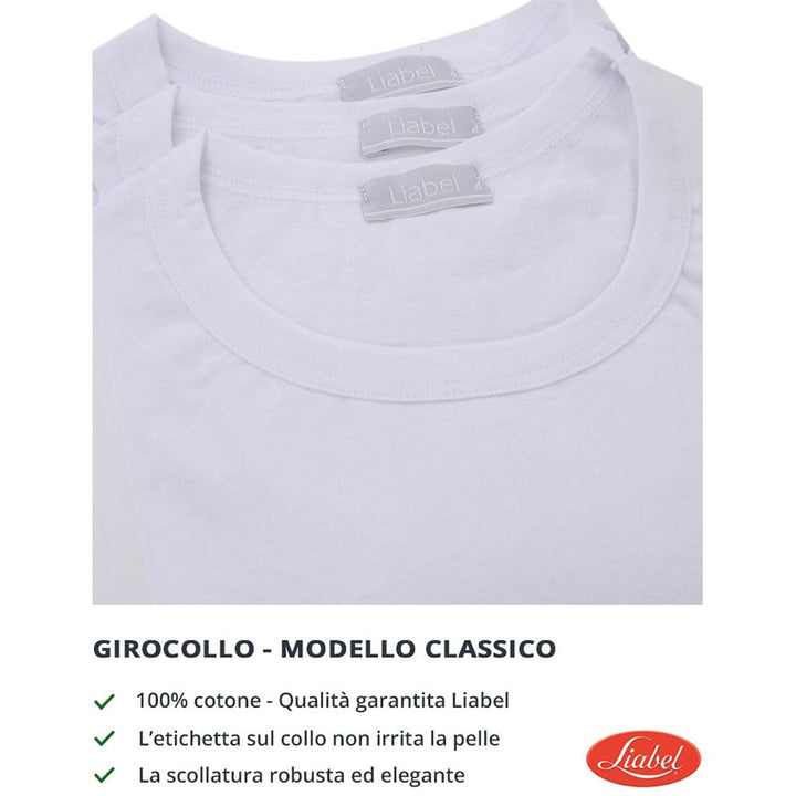 LIABEL T-Shirt Uomo Girocollo 100% Cotone, 4428 Pacco da 3 pz