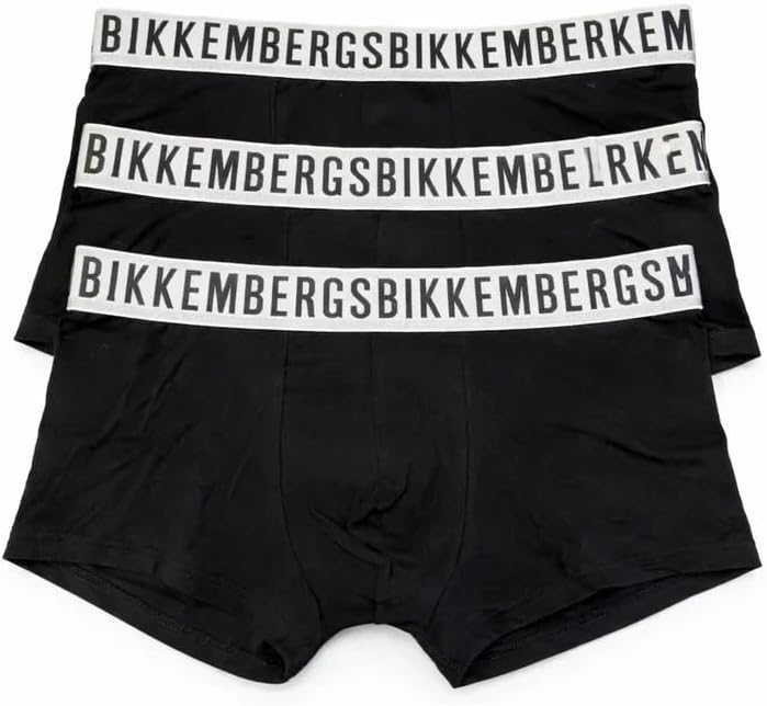 BIKKEMBERGS 3 Boxer Uomo Elastico Esterno NERO