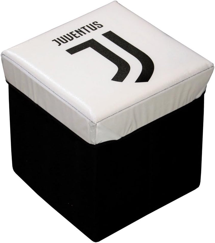 JUVENTUS Pouf Contenitore – Bianco – 31 x 31 x 33 cm – Prodotto Ufficiale