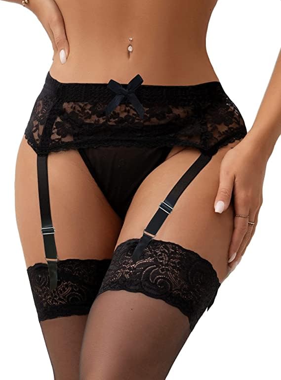 SIèLEI Reggicalze per Donna Giarrettiere Reggicalze con 4 Cinghie Regolabili per Calze Lingerie di Pizzo Art. 2679