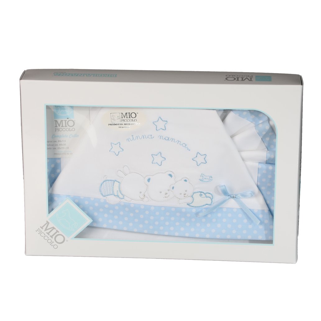 MY LITTLE ONE Pure cotton cot/cot sheet set with teddy bear embroidery 