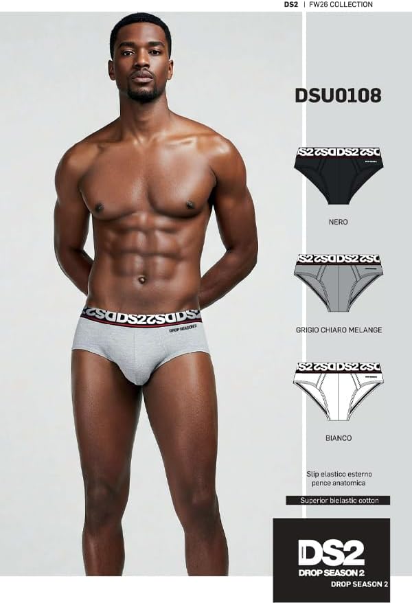 DS2 DROP SEASON 2 - Tripack 3 Slip Uomo in Superior Bielastic Cotton - Elastico Logato A
