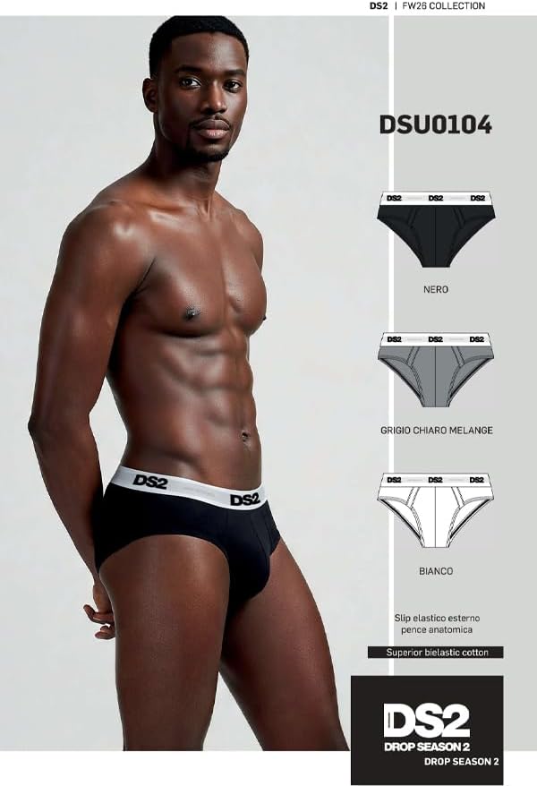 DS2 DROP SEASON 2 - Tripack 3 Slip Uomo in Superior Bielastic Cotton - Elastico Logato D