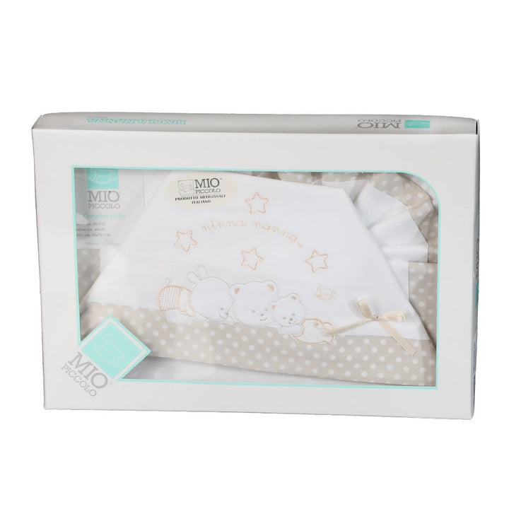 MY LITTLE ONE Pure cotton cot/cot sheet set with teddy bear embroidery 