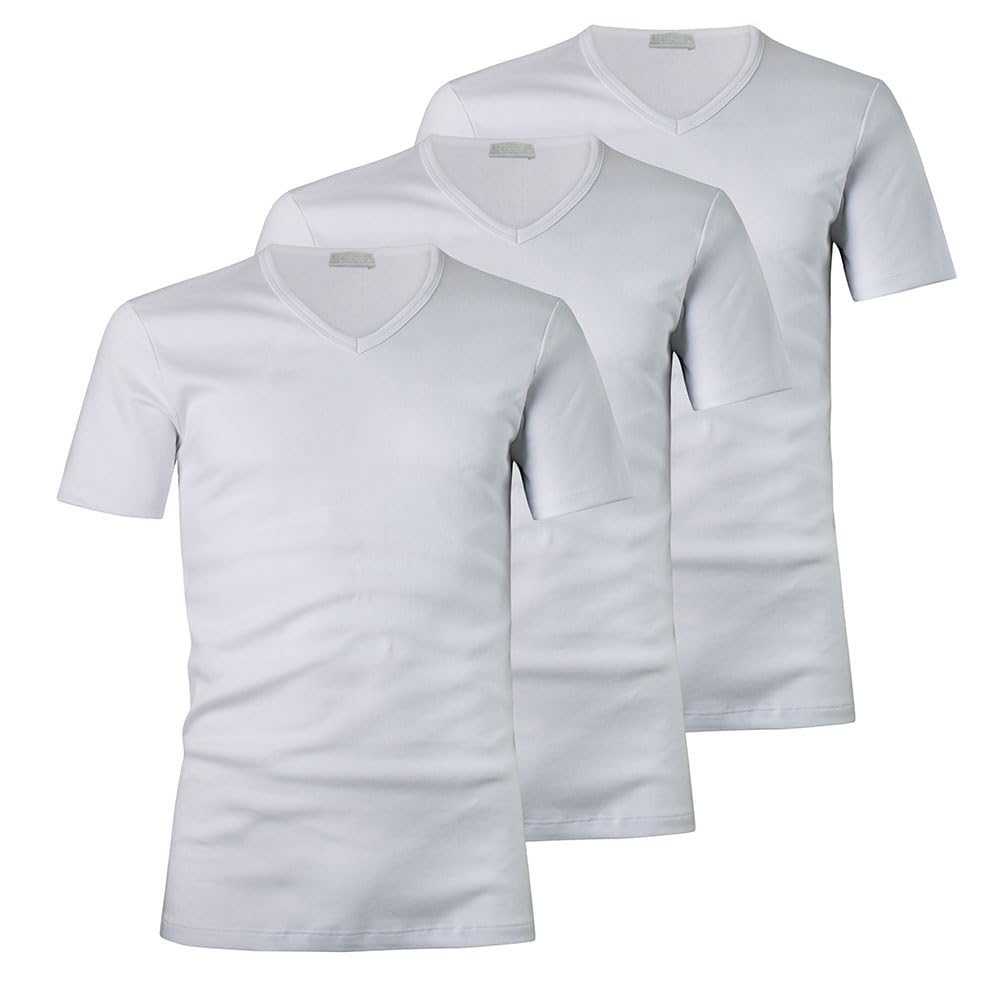 LIABEL T-Shirt Uomo Collo a Punta 100% Cotone, 4428 Pacco da 3 pz