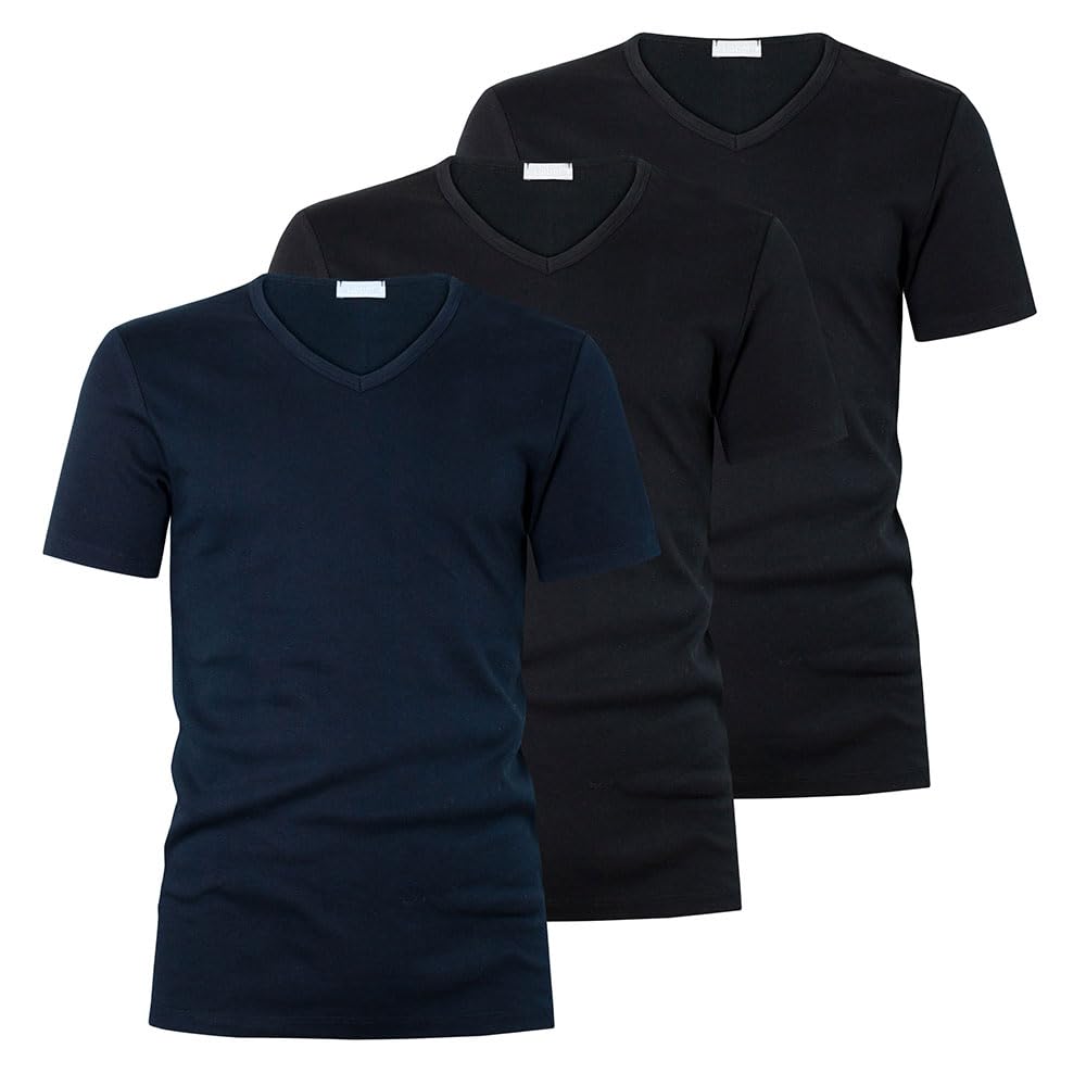 LIABEL T-Shirt Uomo Collo a Punta 100% Cotone, 4428 Pacco da 3 pz