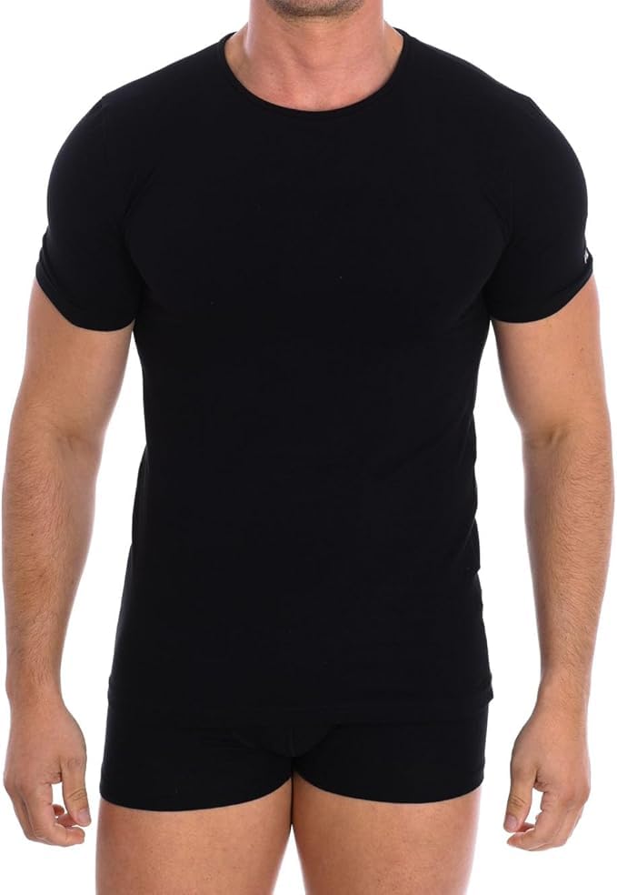 FILA 3 T-Shirt Uomo Maglie Intime Cotone Bielastico Nero e Assortito
