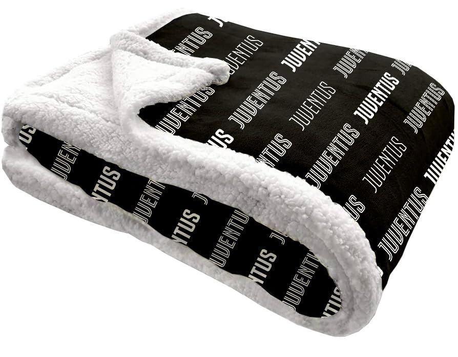 JUVENTUS Plaid Coperta in Sherpa – 130 x 160 cm – Nero/Bianco – Prodotto Ufficiale