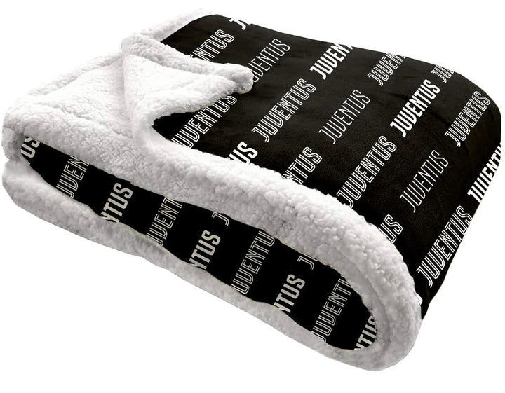 JUVENTUS Plaid Coperta in Sherpa – 130 x 160 cm – Nero/Bianco – Prodotto Ufficiale