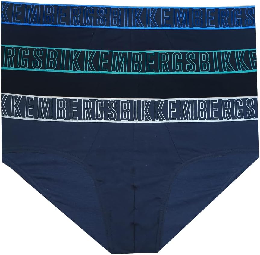 BIKKEMBERGS Set 3 Slip Uomo in Cotone Stretch con Elastico Logato 014
