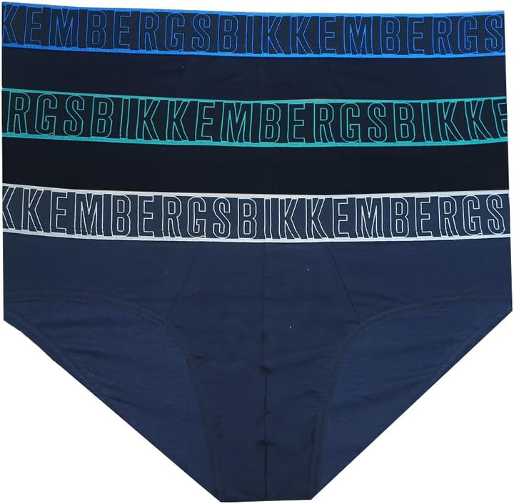BIKKEMBERGS Set 3 Slip Uomo in Cotone Stretch con Elastico Logato 014