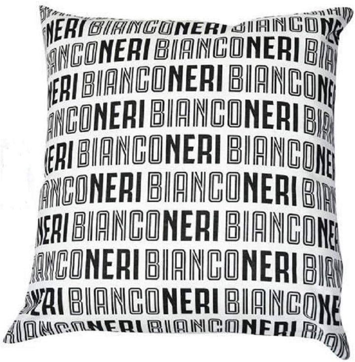 JUVENTUS Cuscino Arredo Ufficiale - Bianco-Nero con Logo (40x40 cm)