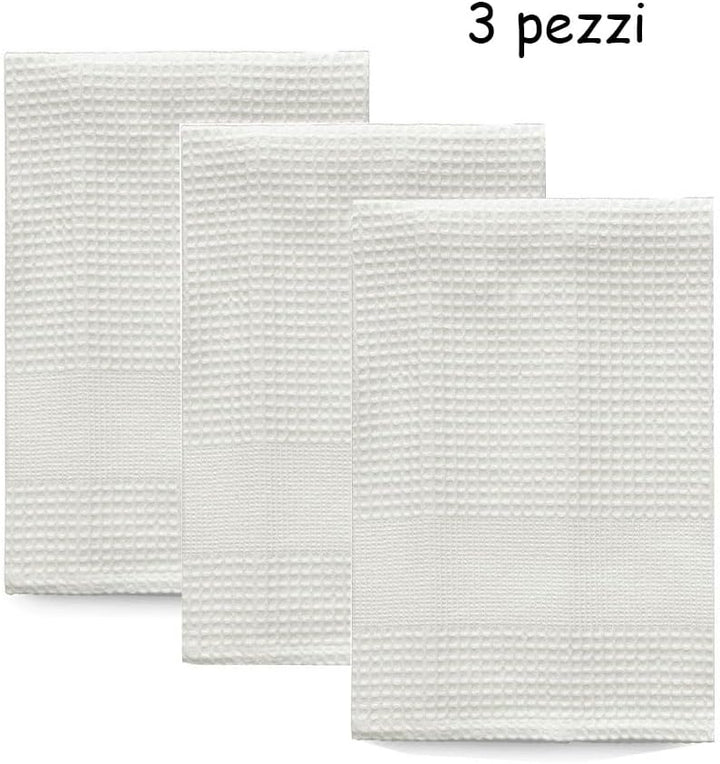Telo Doccia in Cotone Naturale Nido d’Ape – Set 3/6 Pezzi Bianco – 320 gr