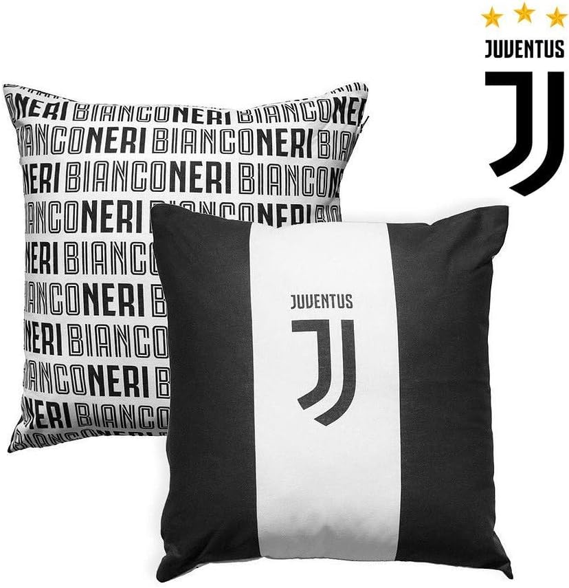 JUVENTUS Cuscino Arredo Ufficiale - Bianco-Nero con Logo (40x40 cm)
