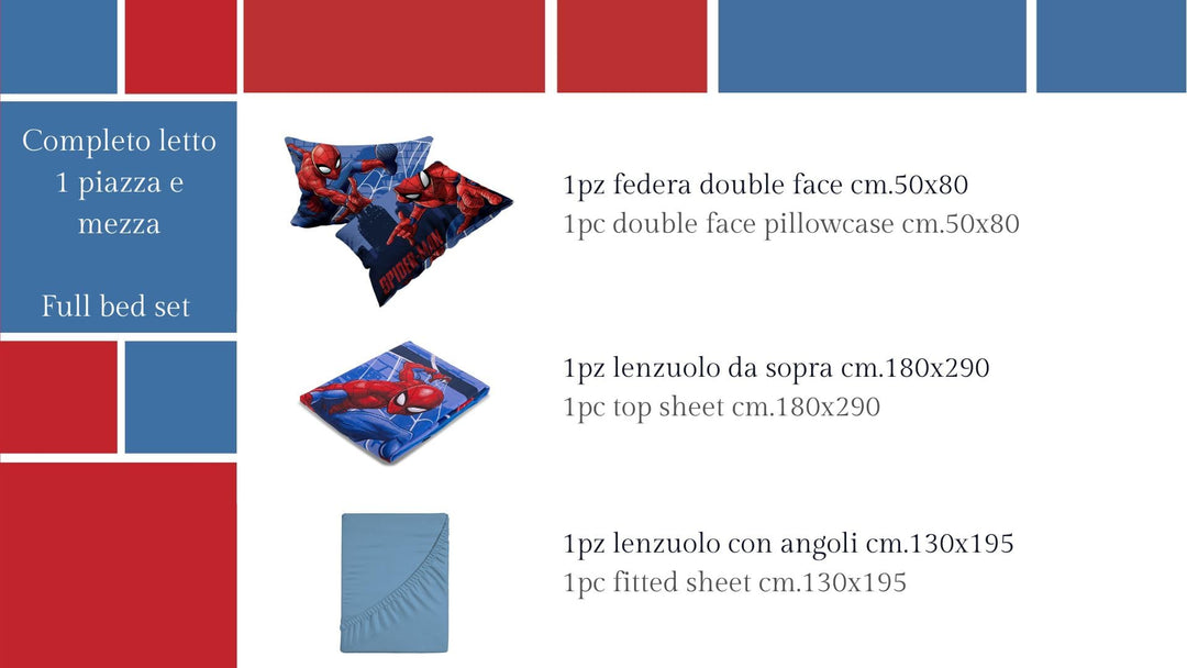 DISNEY MARVEL Completo Letto Singolo e Piazza e Mezza in Cotone (Prodotto Ufficiale)