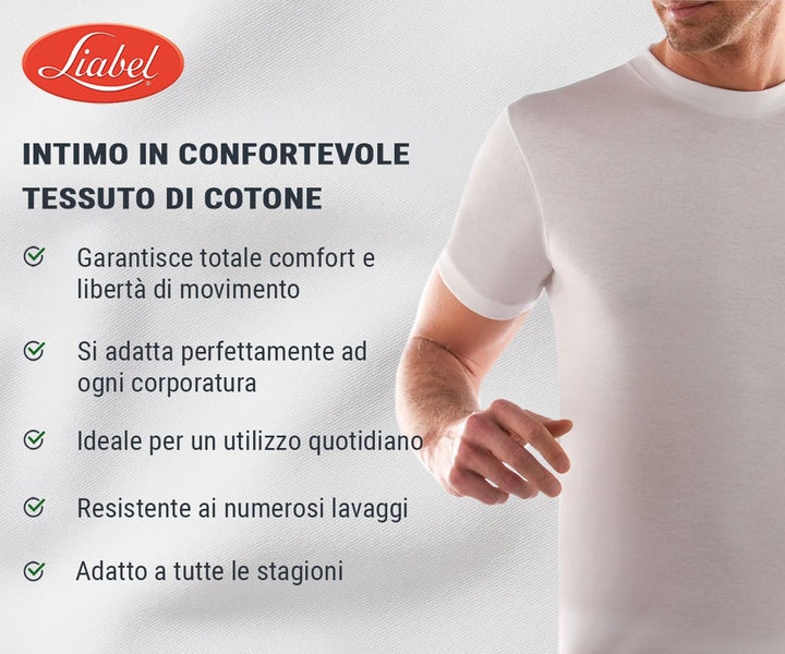 LIABEL T-Shirt Uomo Girocollo 100% Cotone, 4428 Pacco da 3 pz