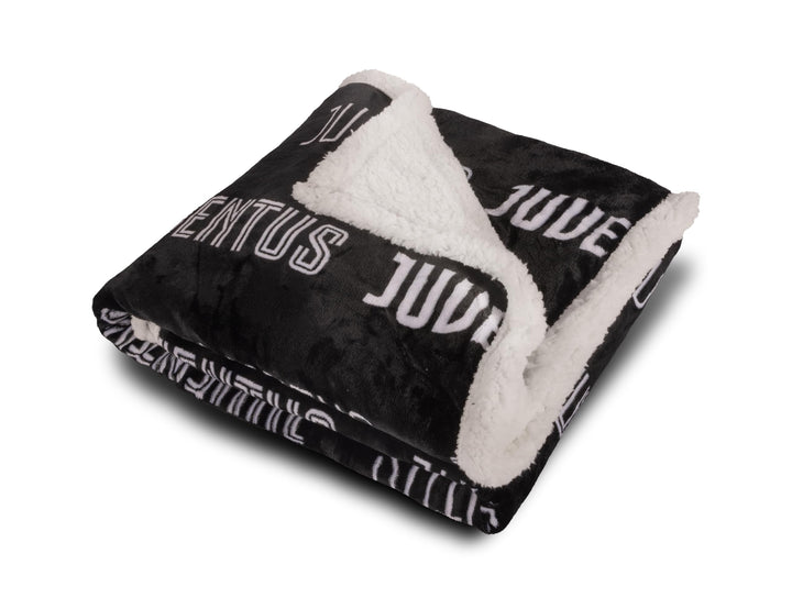 JUVENTUS Plaid Coperta in Sherpa – 130 x 160 cm – Nero/Bianco – Prodotto Ufficiale