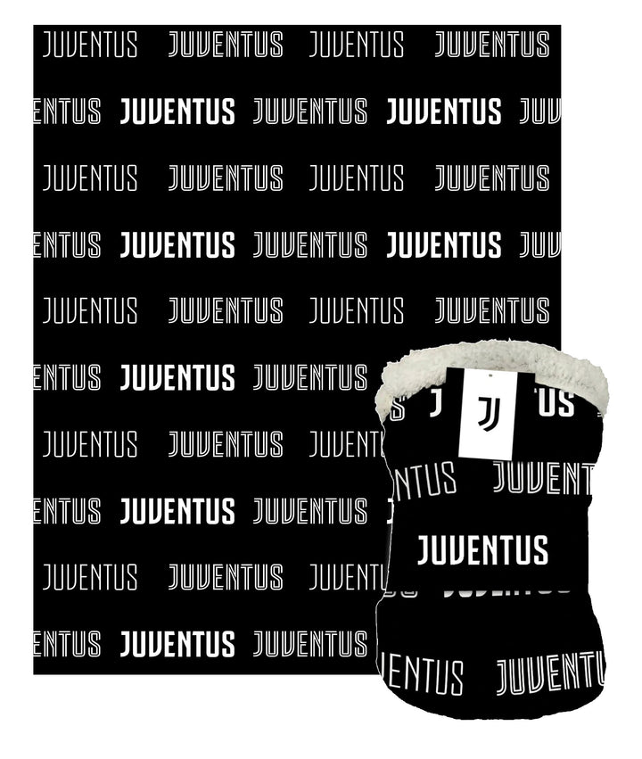 JUVENTUS Plaid Coperta in Sherpa – 130 x 160 cm – Nero/Bianco – Prodotto Ufficiale