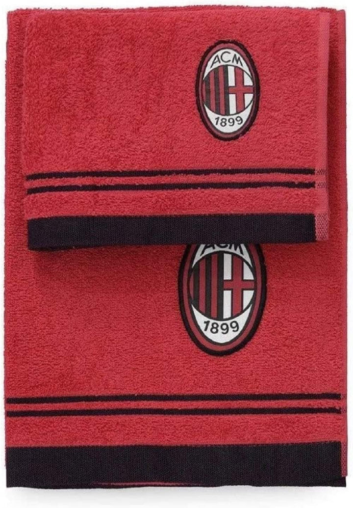 MILAN Set Asciugamani Ufficiale – 100% Cotone (Viso + Ospite)