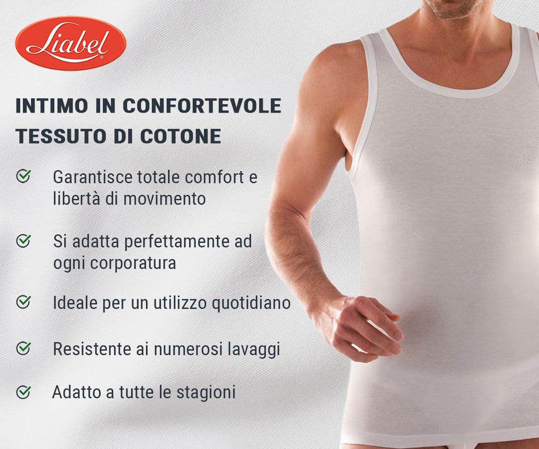 LIABEL Canotta Uomo 100% Cotone, 4428 Pacco da 3 pz