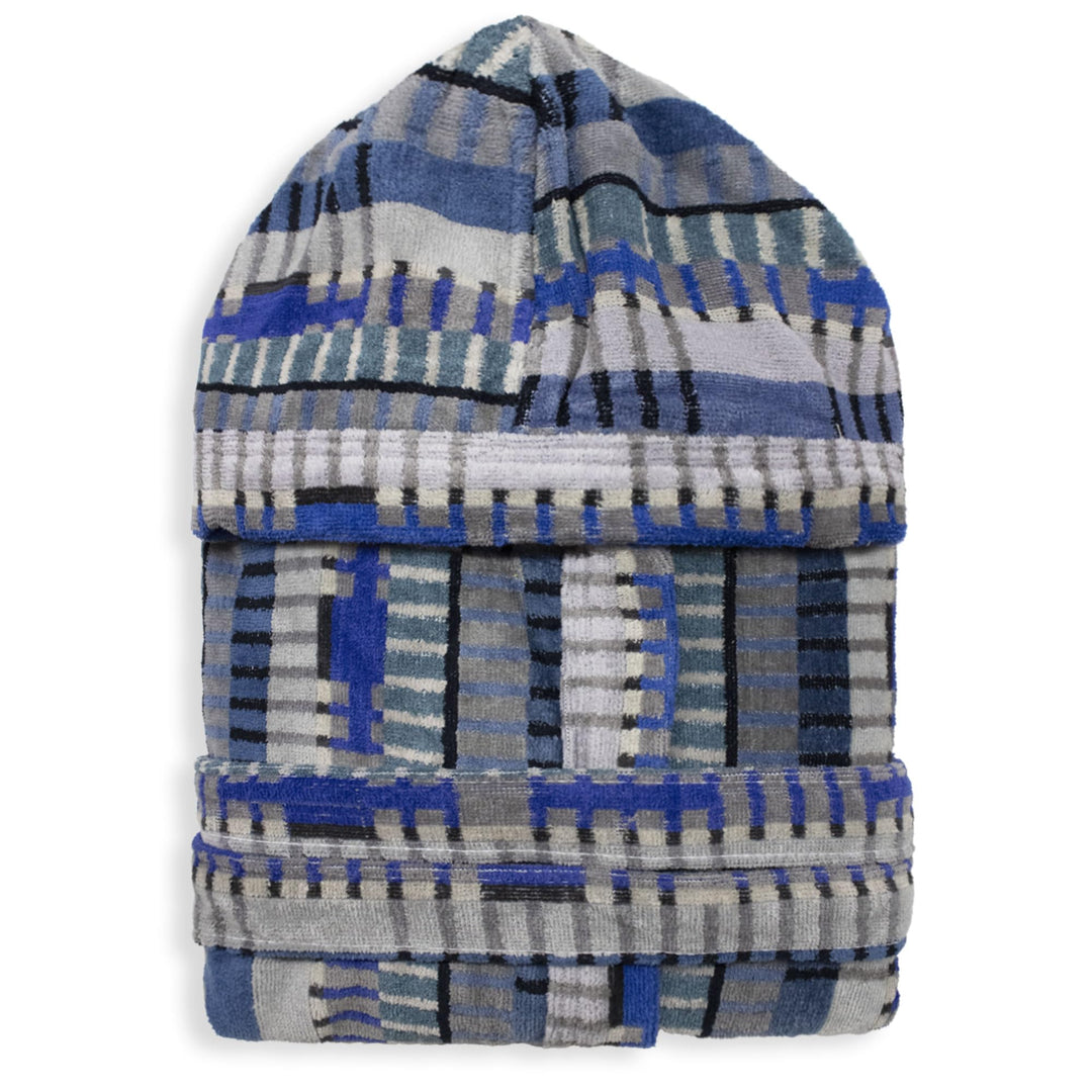 SOMMARUGA Accappatoio unisex in spugna velour cinigliato con cappuccio