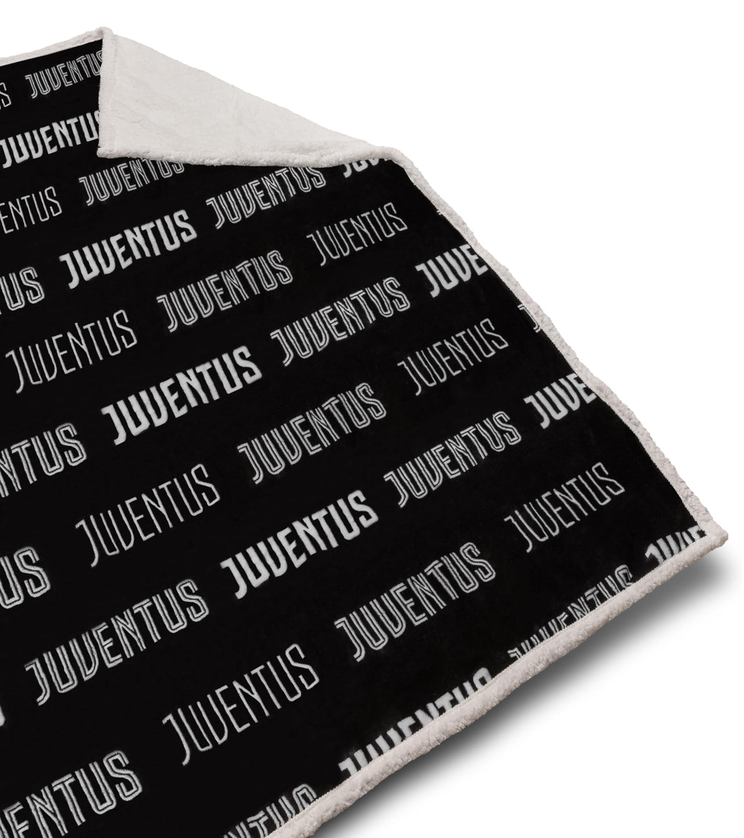 JUVENTUS Plaid Coperta in Sherpa – 130 x 160 cm – Nero/Bianco – Prodotto Ufficiale