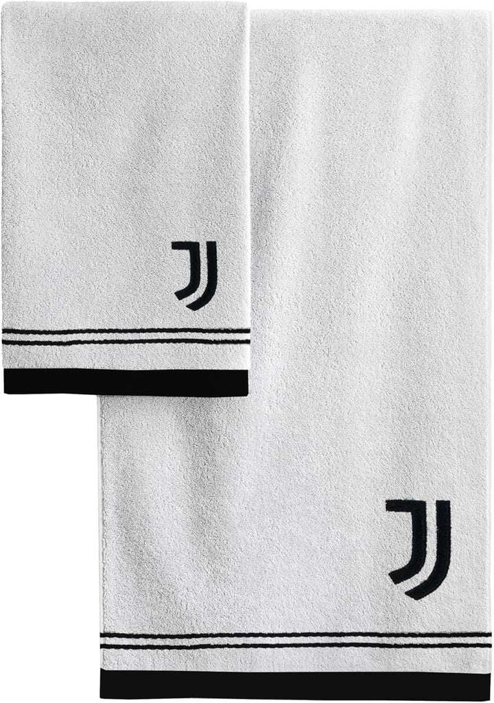 JUVENTUS Set Asciugamani Ufficiale – 100% Cotone (Viso + Ospite)