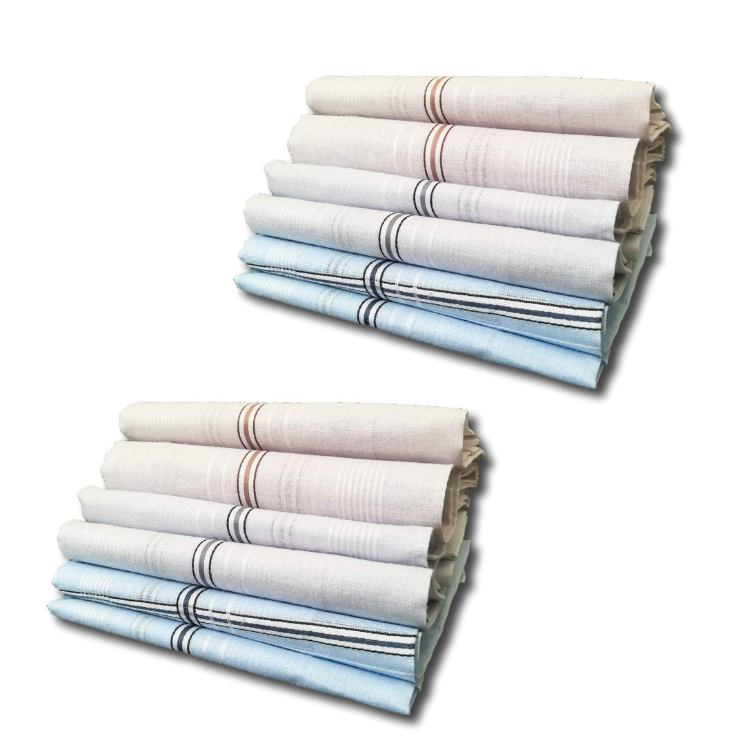 COLOMBO – 12 Fazzoletti da Uomo Bianchi/Colorati in Finissimo Cotone 100% Art. RENO