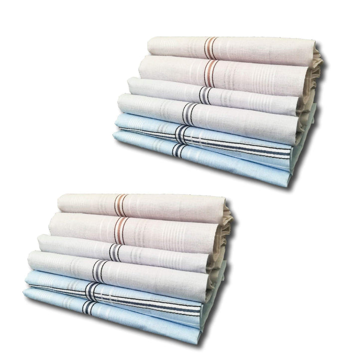 COLOMBO – 12 Fazzoletti da Uomo Bianchi/Colorati in Finissimo Cotone 100% Art. RENO