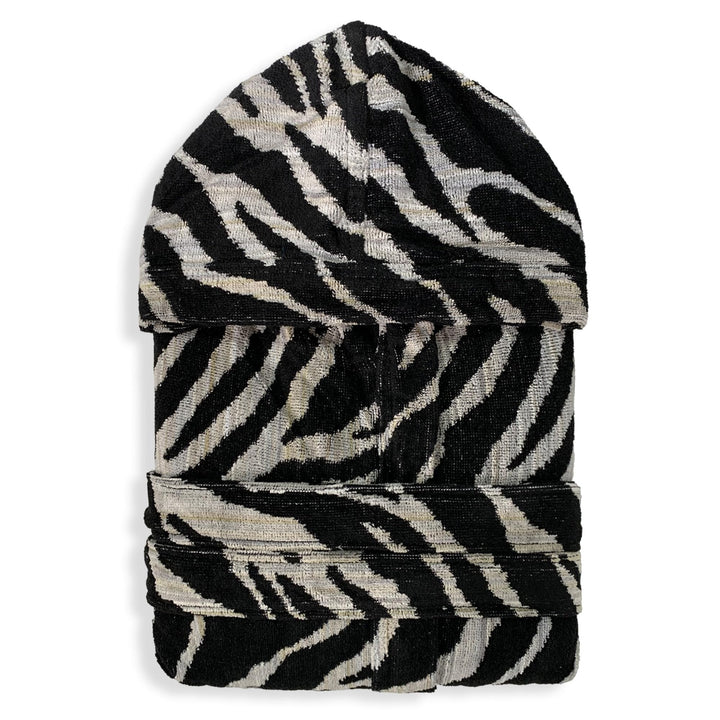 SOMMARUGA Accappatoio unisex in spugna velour cinigliato con cappuccio