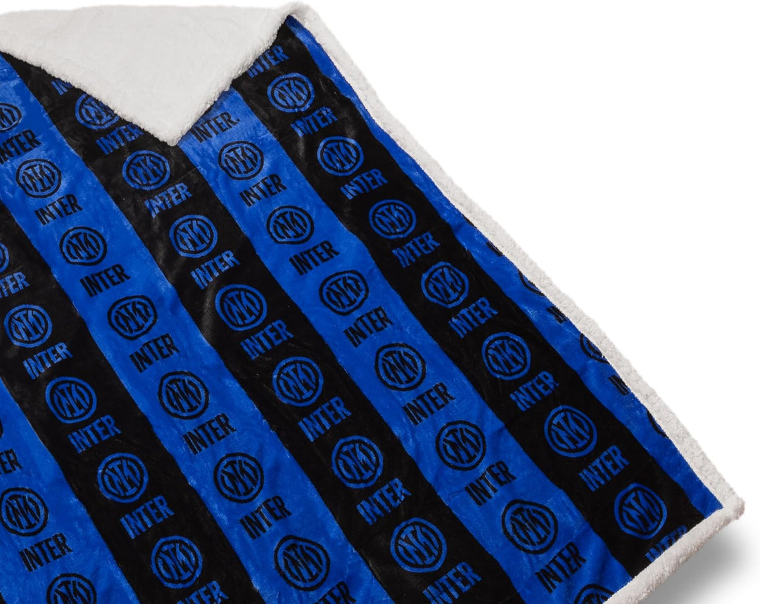 INTER – Coperta Sherpa / Plaid in Agnellato Sintetico, 130 x 160 cm, Prodotto Ufficiale F.C.